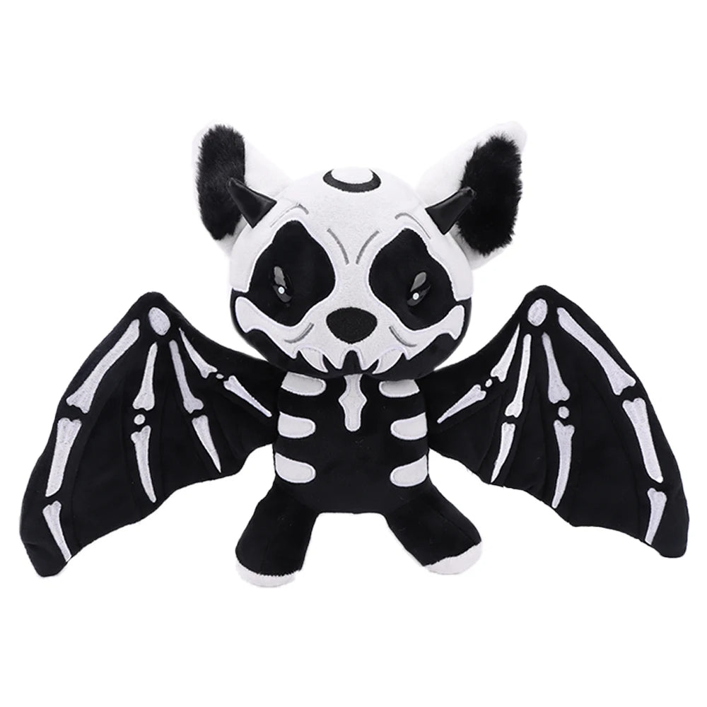 ハロウィン コウモリ ぬいぐるみ スケルトン柄 黒白・赤黒