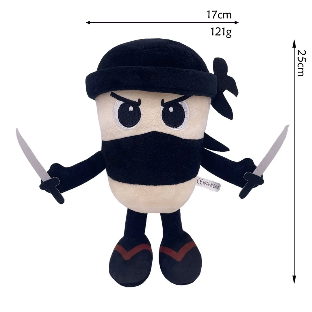 黒い忍者 刀付き 丸っこい ぬいぐるみ