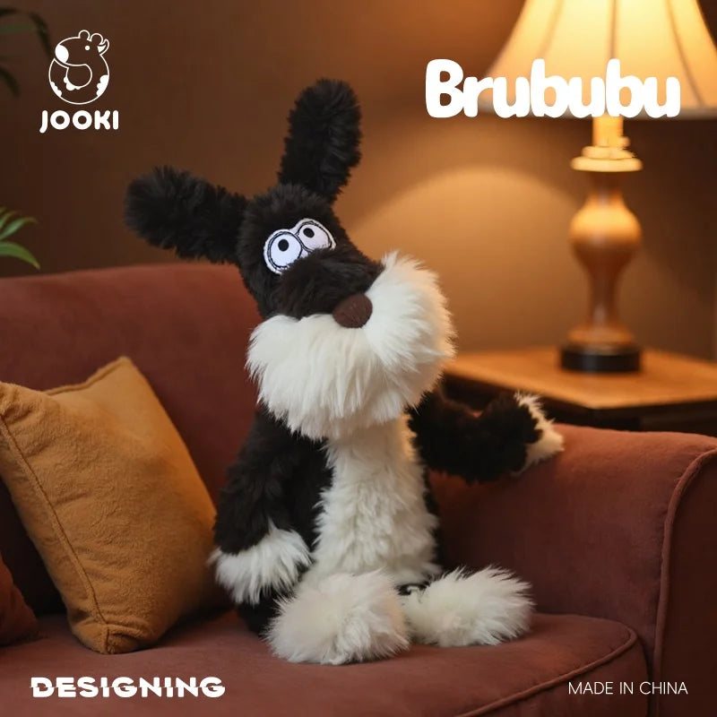 Jooki ブルブブ ふわふわ黒白 犬のぬいぐるみ