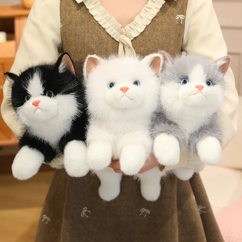 Realistic Puppet Cat Backpack Faux Fur-Cute Soft Animal Backpack with Adjustable Straps for Girls Daily Use School Bags Travel