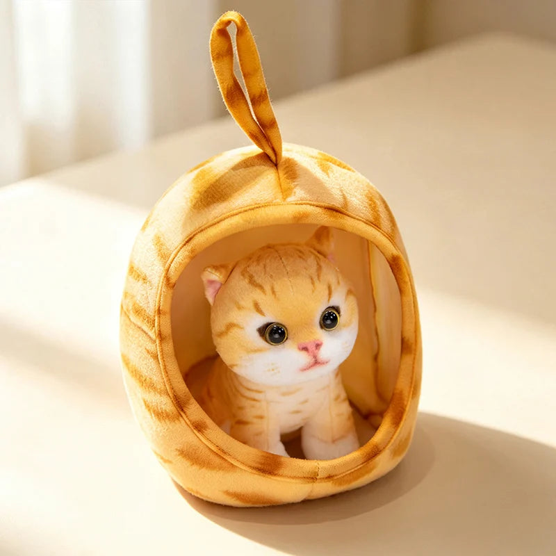 リアルな可愛い子猫のぬいぐるみ おうちベッドセット