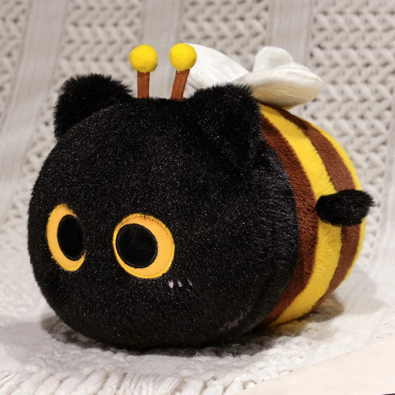 ふわふわの黒と黄色のハチ ぬいぐるみバッグ