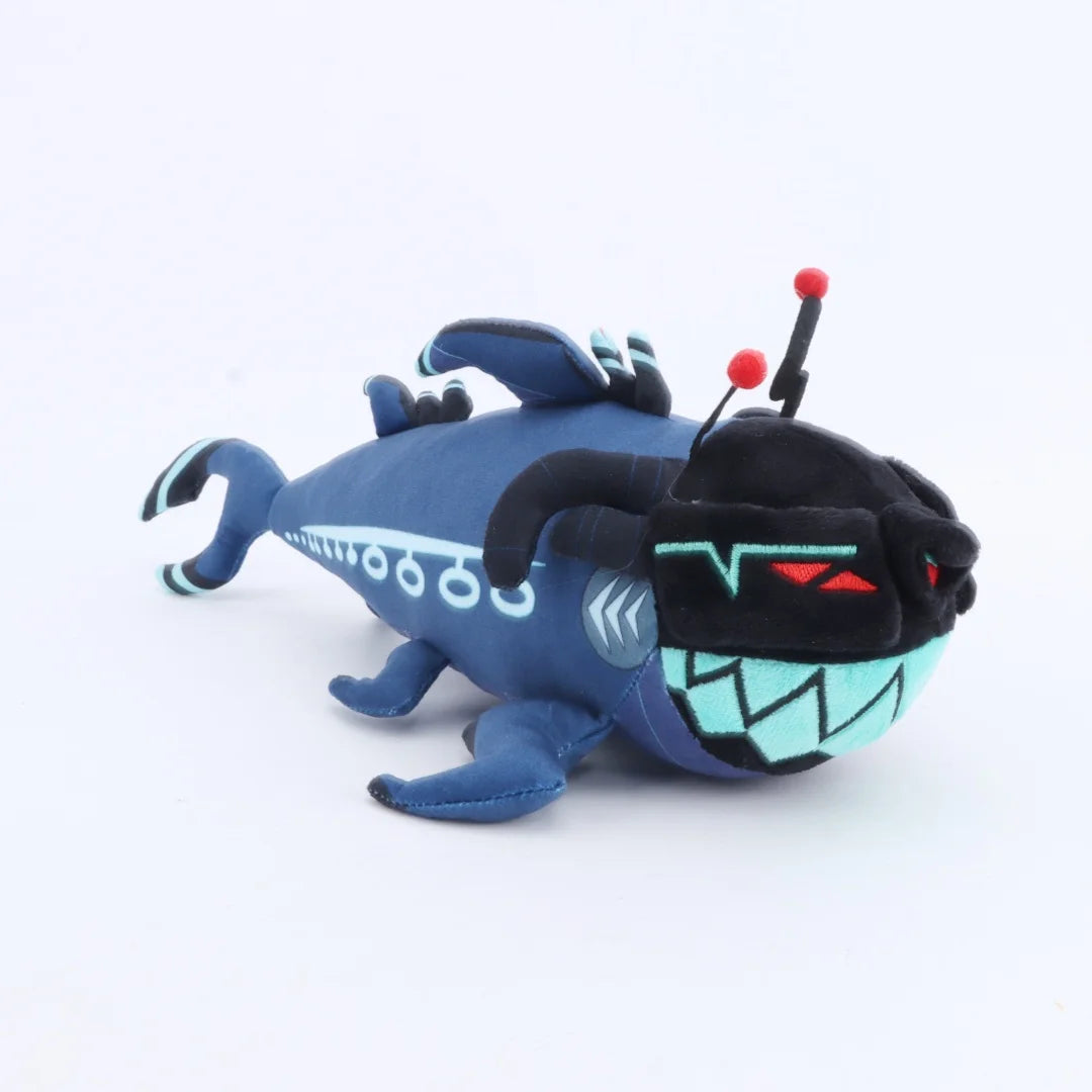 ネイビー ロボット深海魚 ぬいぐるみ 赤い目とアンテナ付き