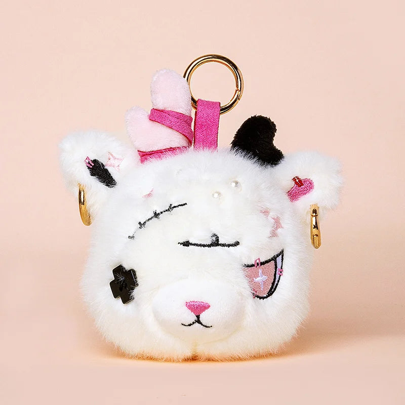New Gothic Bunny Plush Keychain Animal RabbitBag Charm with Bandage Desian Kawaii Key Ring Pendant Car Bag Ornament Gift