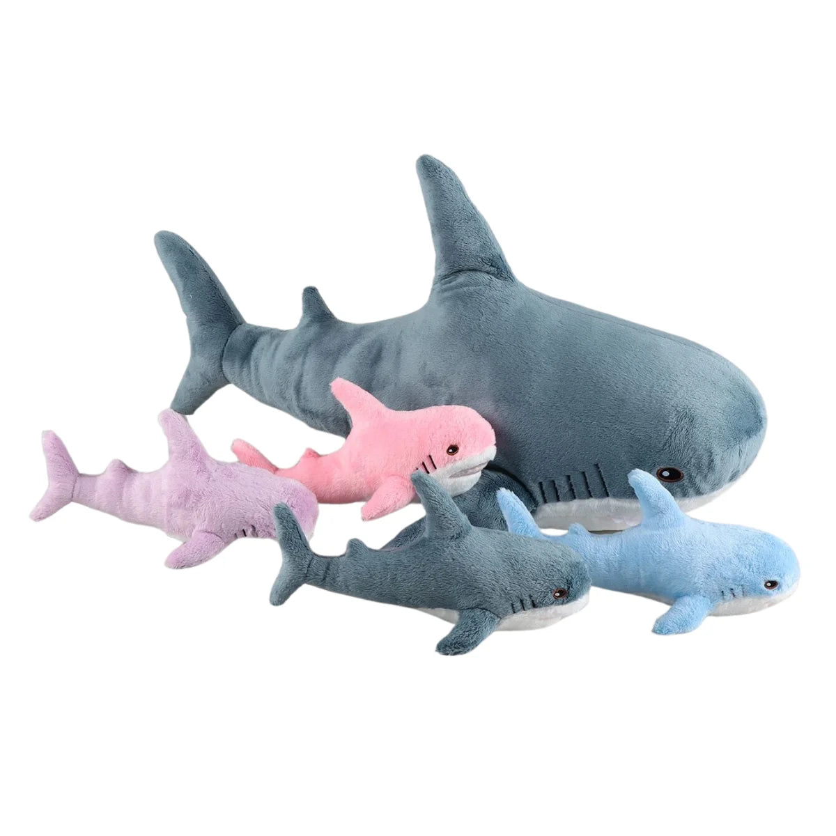 ふわふわ カラフル 親子サメのぬいぐるみ 5点セット
