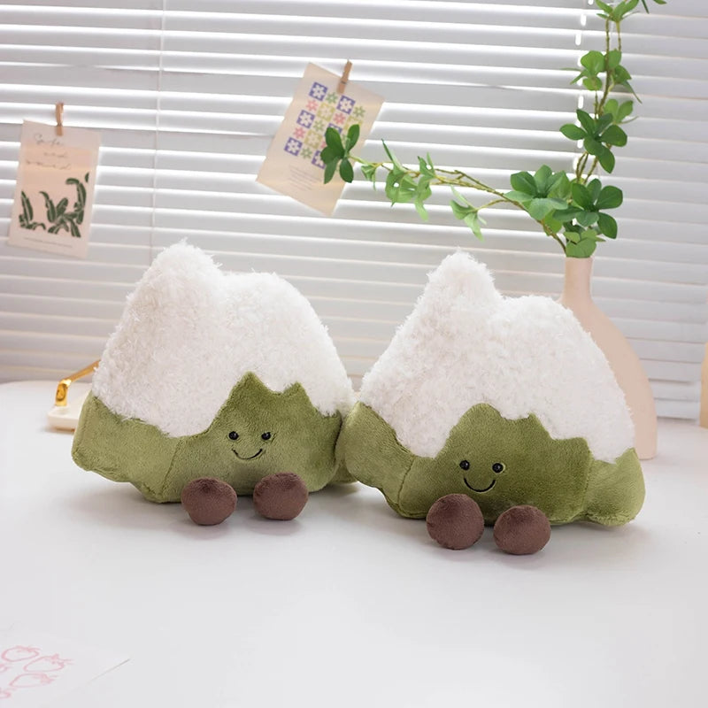 緑と白のスマイル雪山おにぎりぬいぐるみ ぶらぶら足