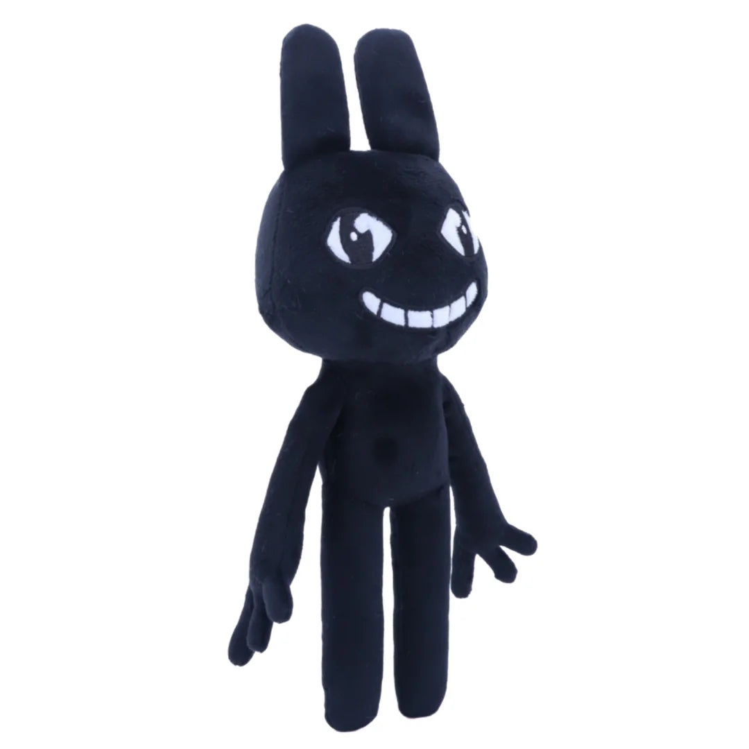 不気味かわいい黒いウサギの笑顔ぬいぐるみ