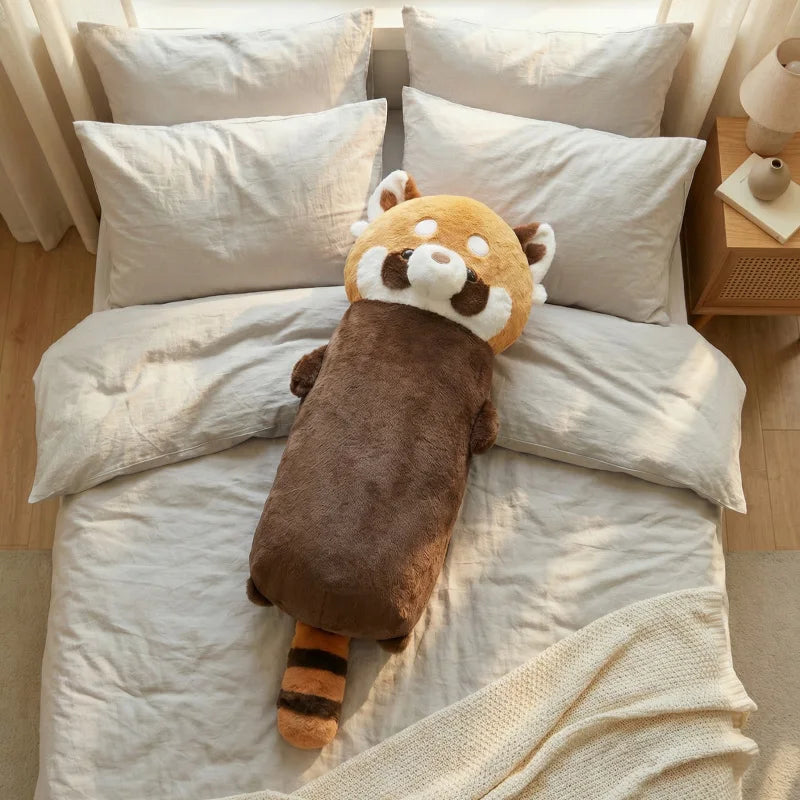 120cm Kawaii Cartoon Giant lesser panda Plush Doll Pillow Lying Brown raccoon Plush pillow Home Decor