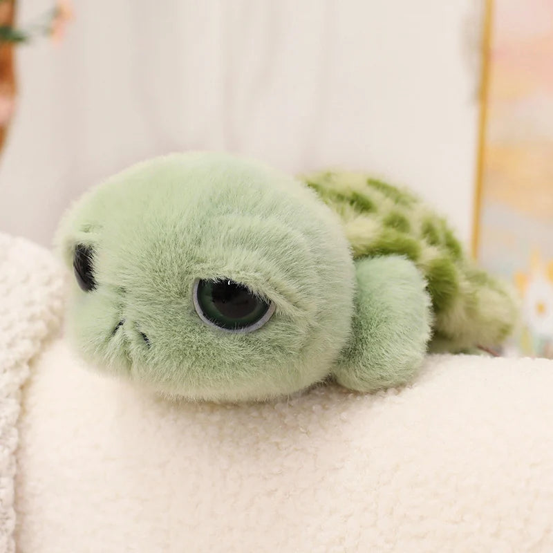 ふわふわ ミントグリーン 大きな瞳の亀 ぬいぐるみ