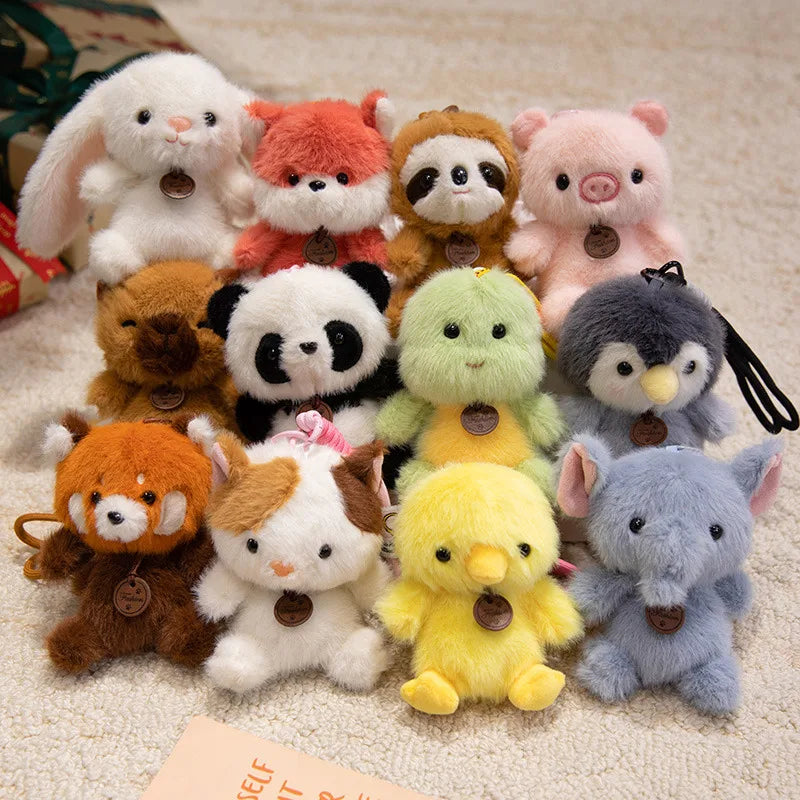 Cute Sitting Animals Red Panda Fox Sloth Cat Plush Pendant Soft Rabbit Doll Stuffed Capybara Pig Keychain Baby Toy Gift for Kids