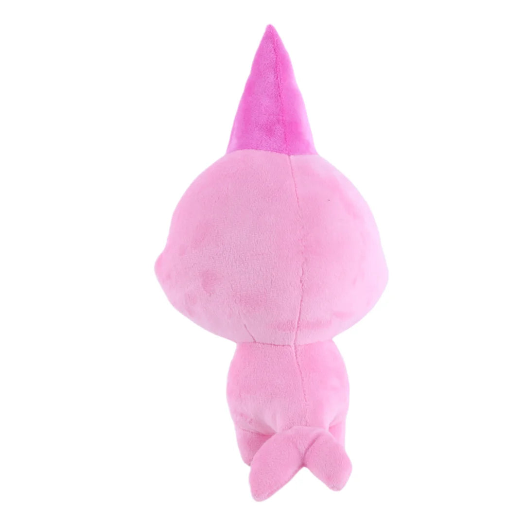 とんがり頭の大きな瞳ピンクぬいぐるみ