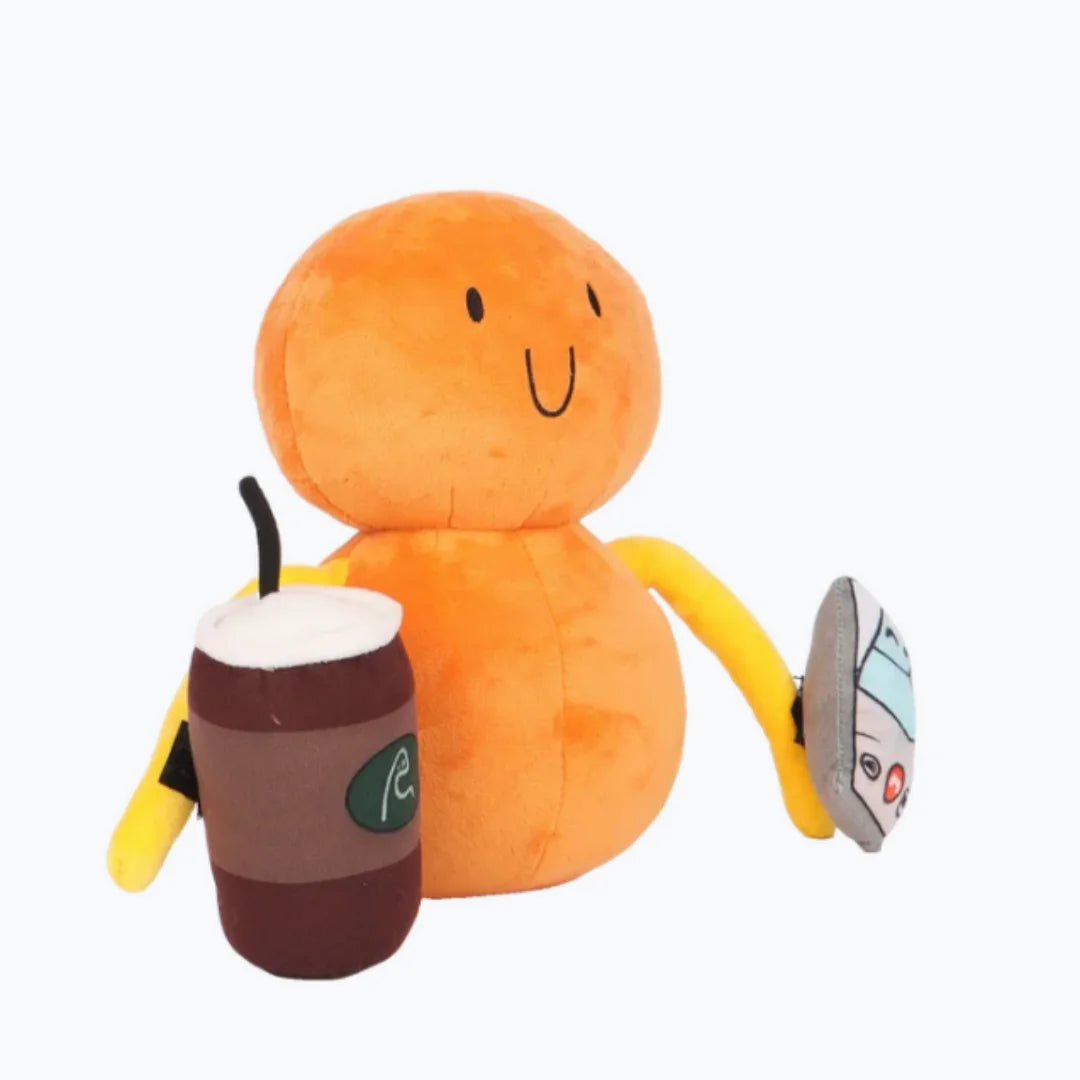 ノムノム オレンジ ぬいぐるみ コーヒーカップとスマホ付き