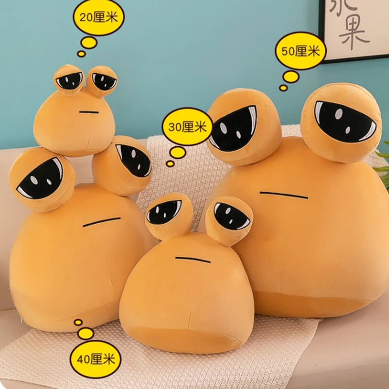 大きな目のアプリコットカラー ふわふわクッション