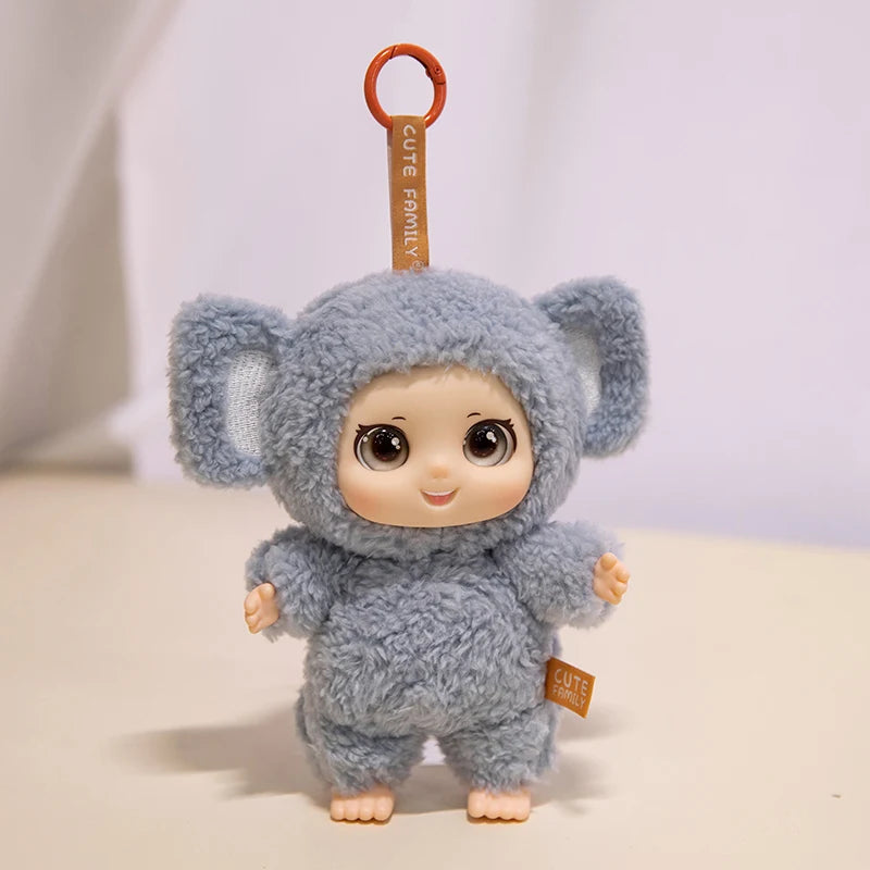 大きな瞳のモコモコひつじ ぬいぐるみ ニット帽とポシェット付き