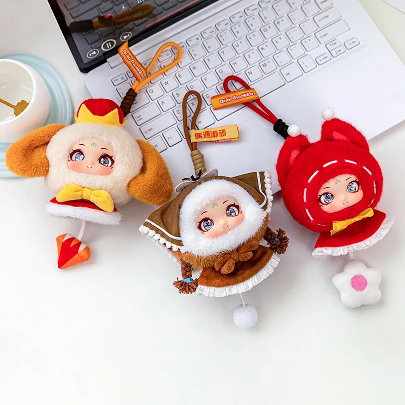 ふわふわ 可愛い 大きな瞳の ドール キーホルダー