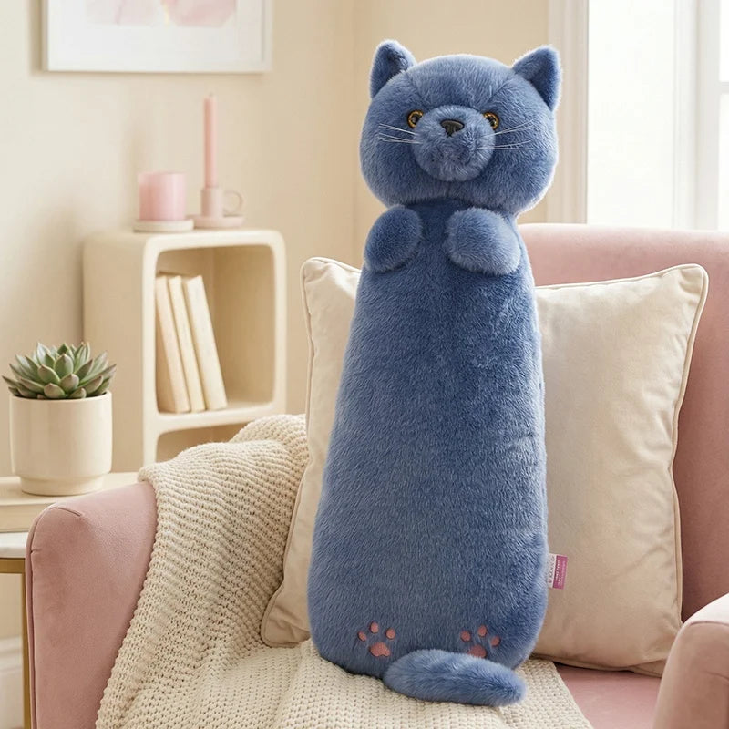 Cute Animal Plush Toy Long Brown Grey Blue Sleeping Cats Dogs Leg Pillow Squishy Little Animal Doll Appeasing Plushie Gift