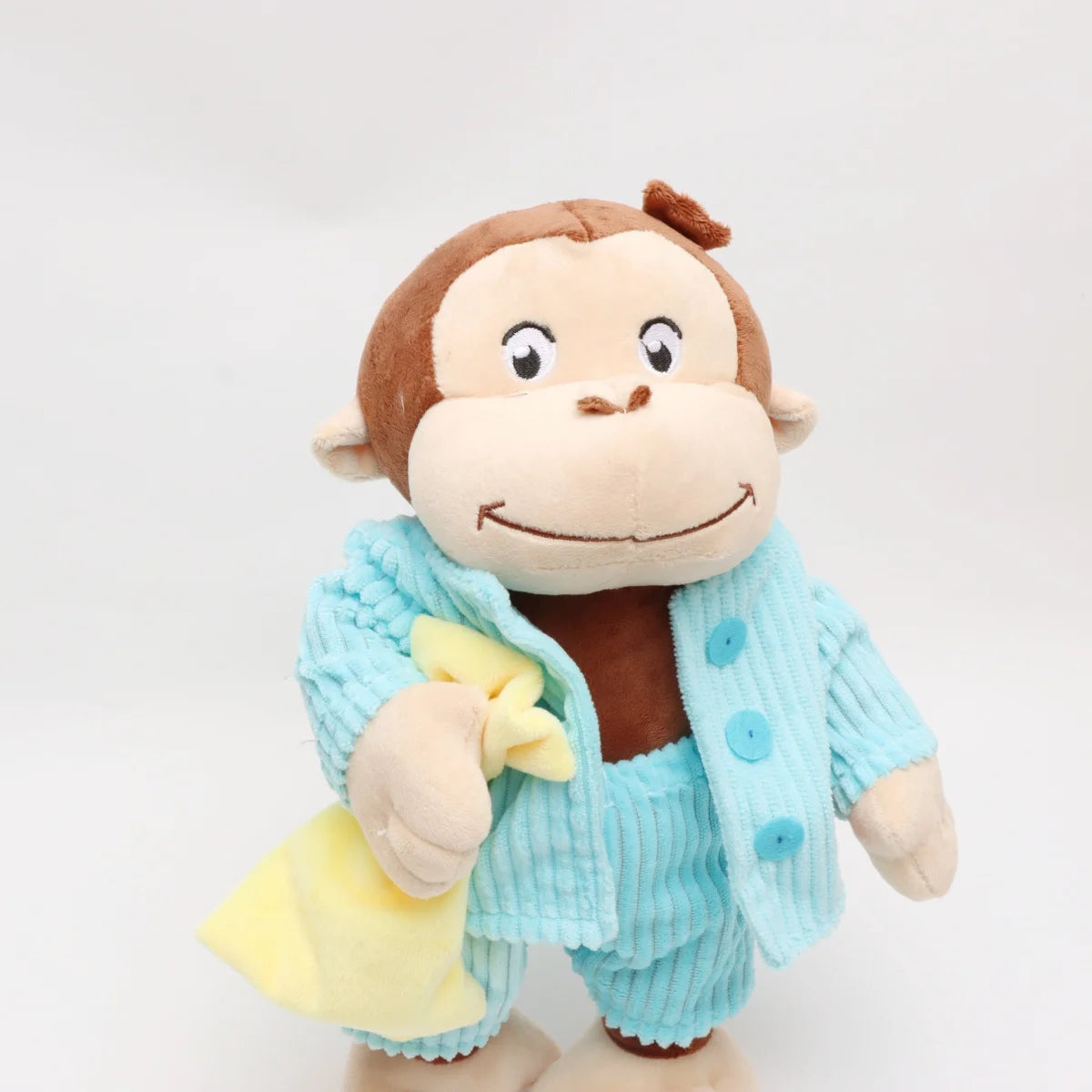 おさるのジョージ 水色のリブ服 ぬいぐるみ 黄色バッグ付き