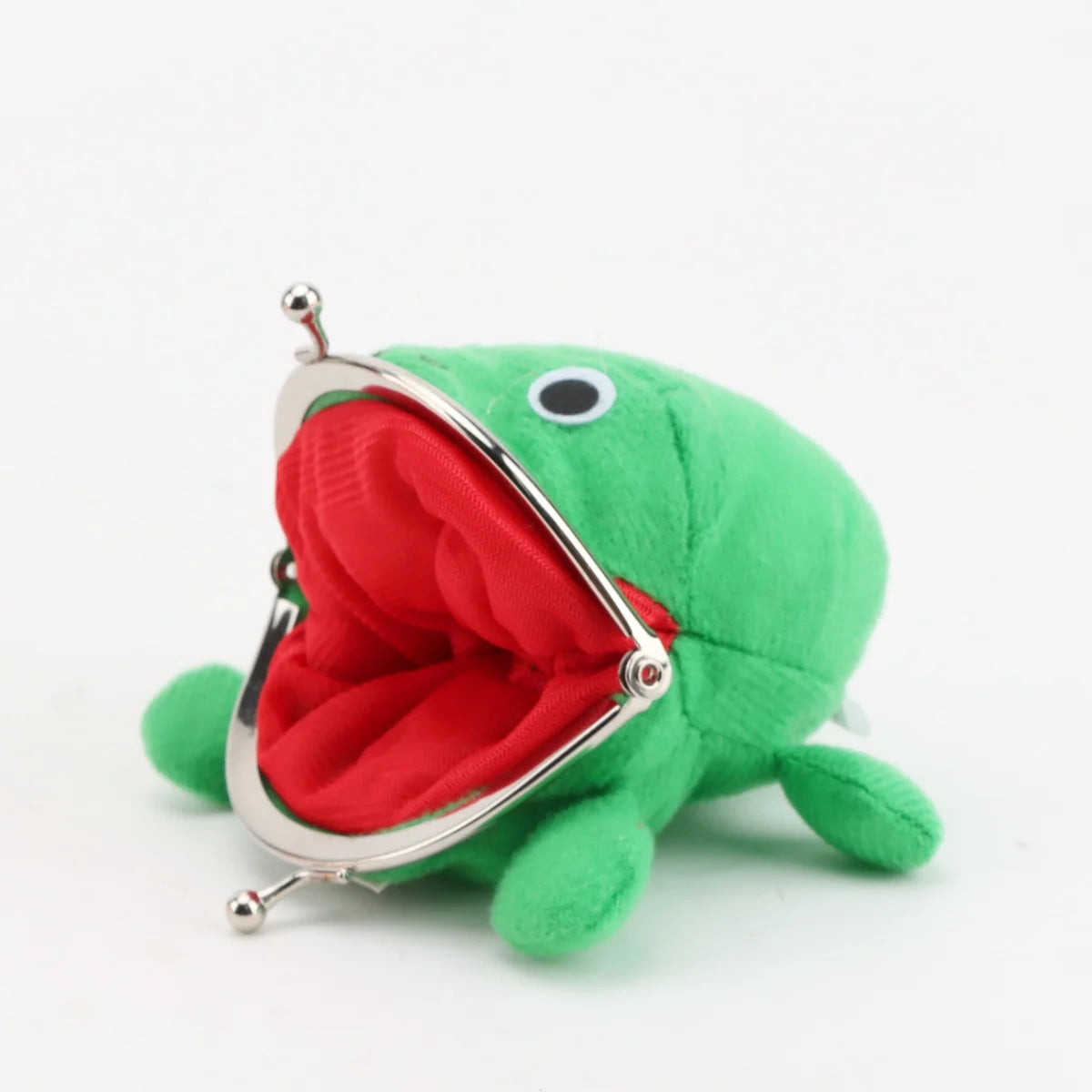 口が大きく開く 緑 カエル ぬいぐるみ がま口