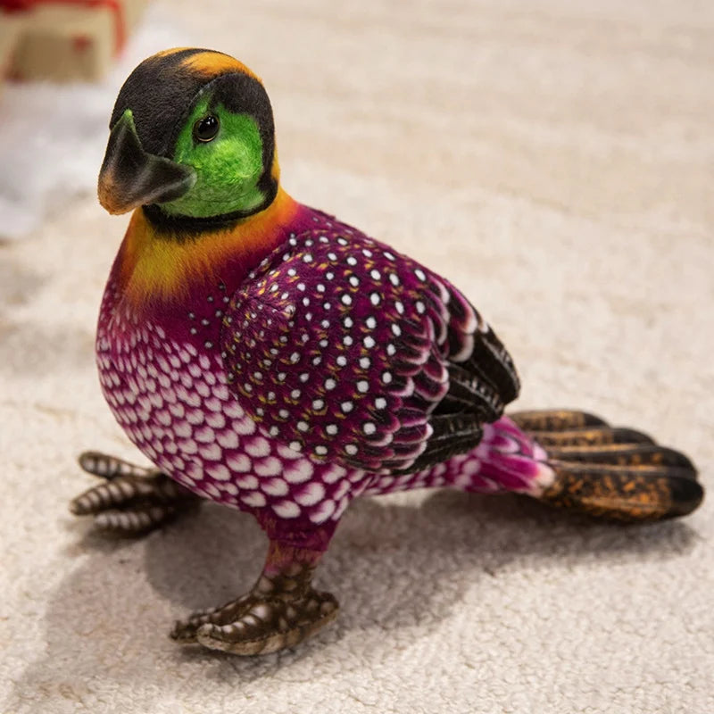 リアルなカラフル斑点模様 ゴジュケイ鳥のぬいぐるみ