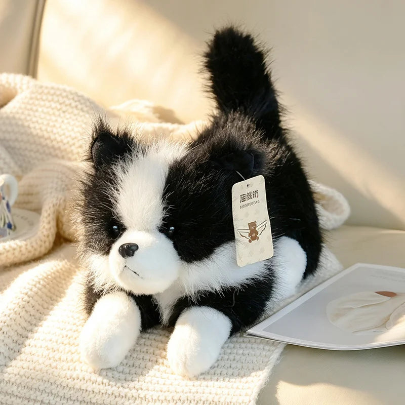 3color Lifelike Border Collie Plushie Premium Simulation Dog Toy Soft Fluffy Furry Puppy Stuffed Animal Cute Gift