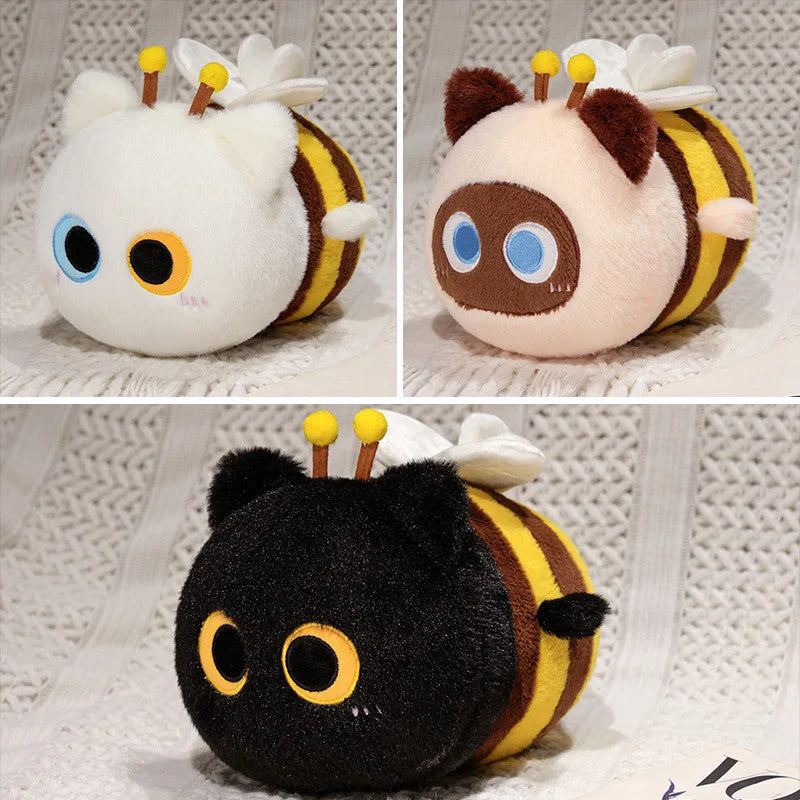 ふわふわの黒と黄色のハチ ぬいぐるみバッグ
