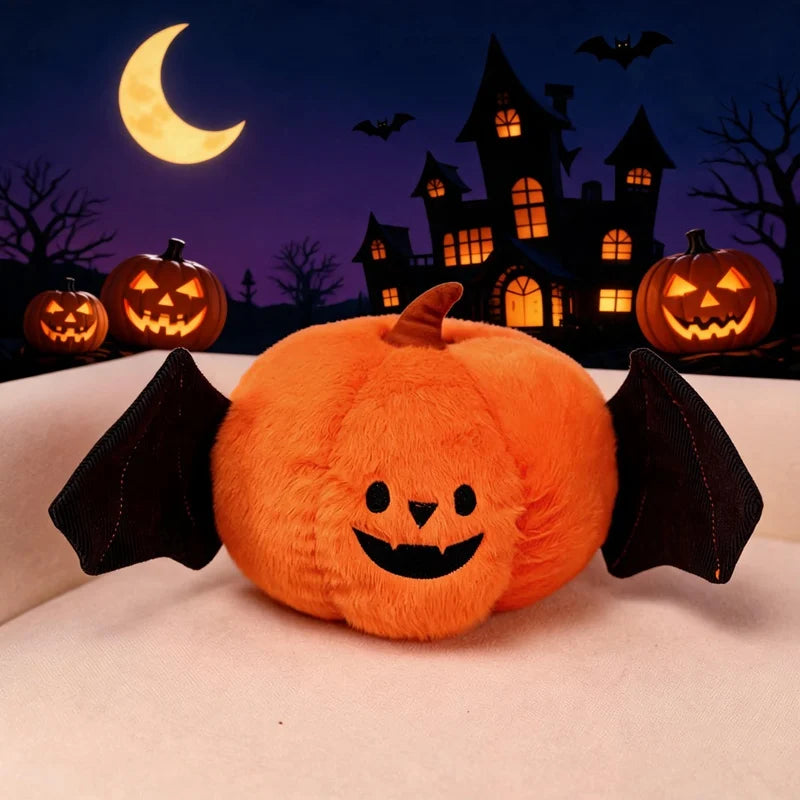 20cm Halloween Pumpkin Plush Toy Stuffed Cartoon Holiday Gift Cute Doll Bat Pumpkin Tricking Pops Festival Decor Gifts