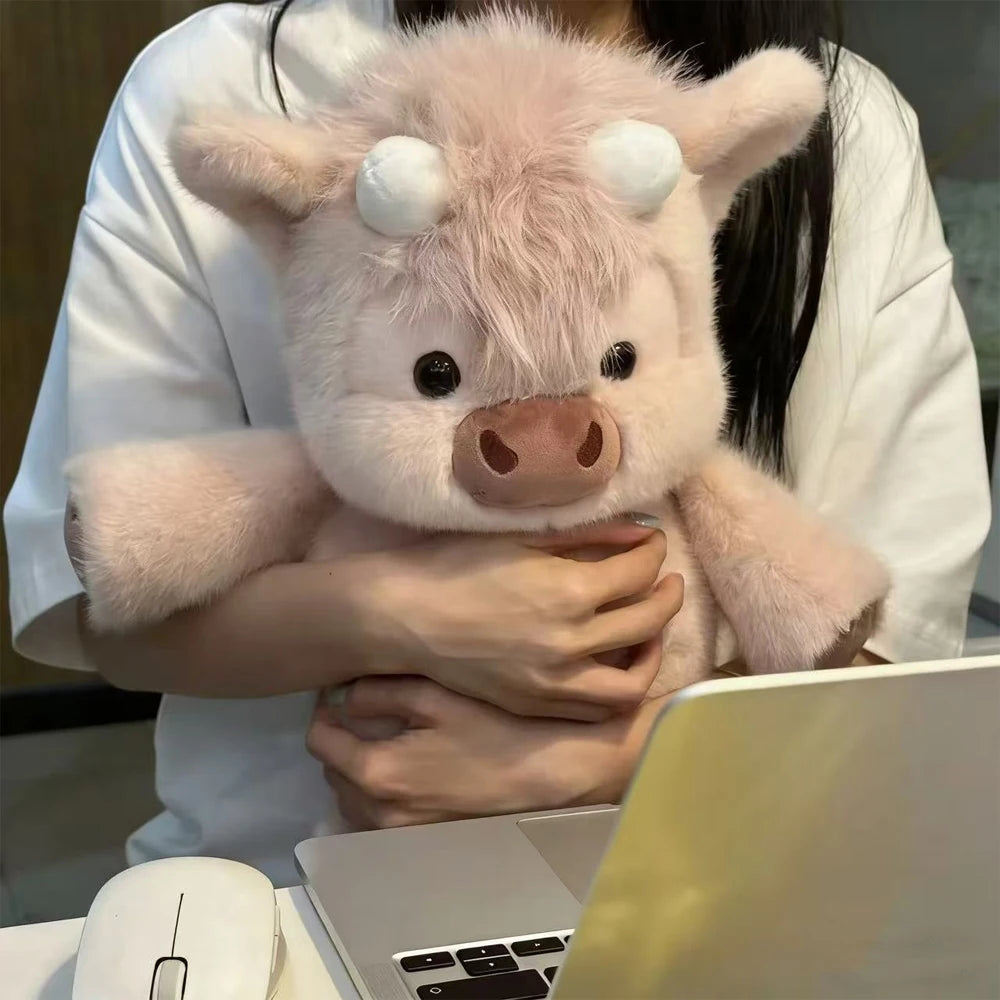 42cm Adorable Highland Cattle Plush Toy Huggable Running Cow Stuffed Animal Made with Premium Soft Fabric, Soothing Companion