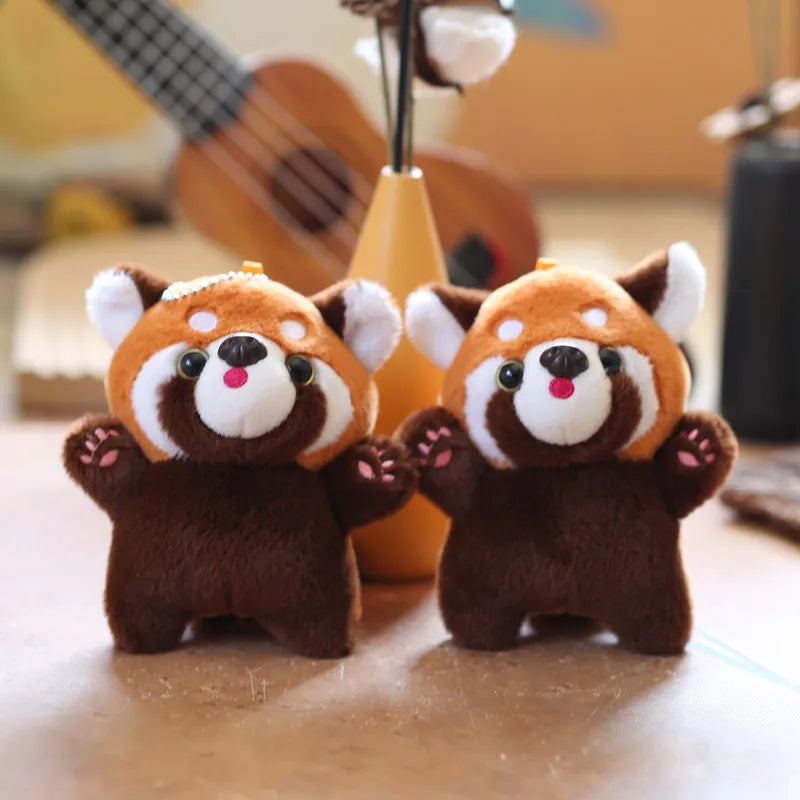Cute Cartoon Red Panda Plush Toy Pendant Little Raccoon Doll Keychain Doll Playground Raccoon Stuffed Backpack Decor Gifts Kids