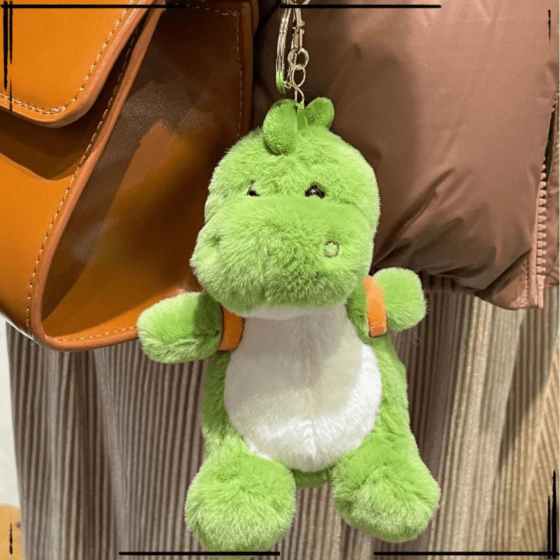 13cm Adorable Skipping School Dinosaur Plush Toys A Strawberry, Avocado and Carrot Dinosaur Pendant On the Back Toys for Kids