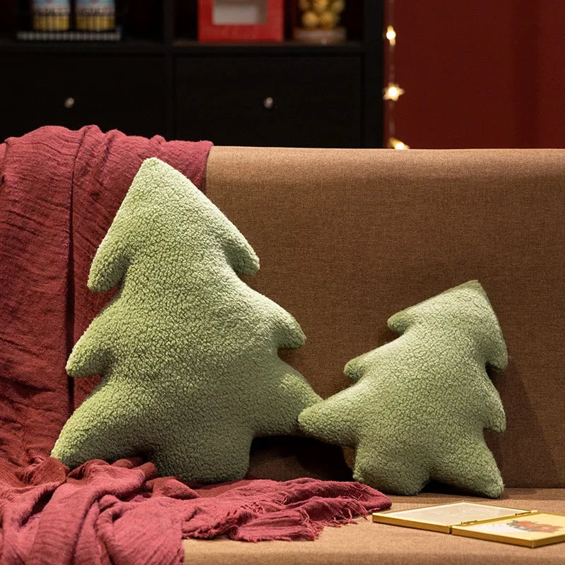 セージグリーン もこもこ クリスマスツリー クッション