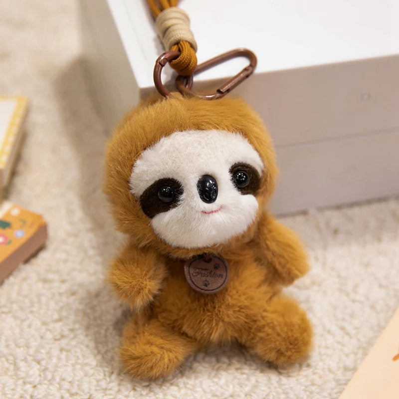 Cute Sitting Animals Red Panda Fox Sloth Cat Plush Pendant Soft Rabbit Doll Stuffed Capybara Pig Keychain Baby Toy Gift for Kids