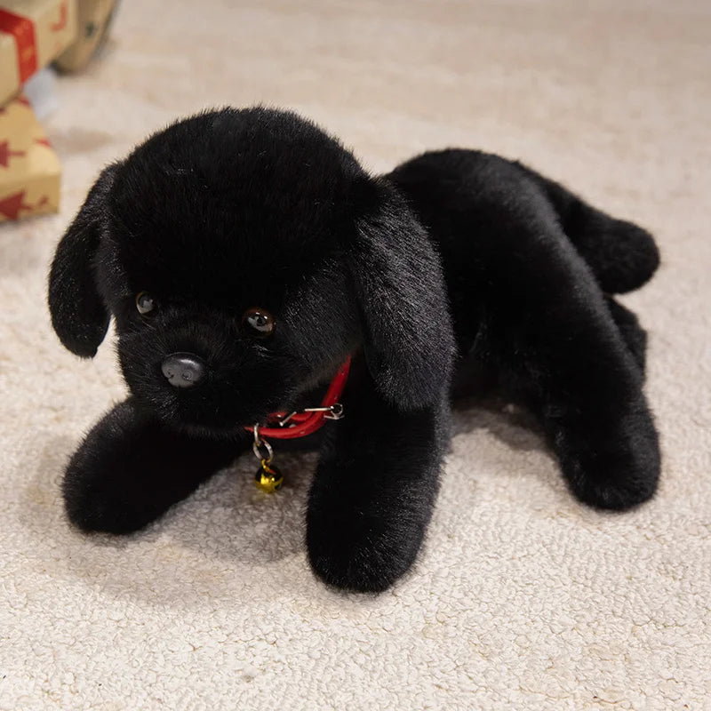 可愛いふわふわ子犬ぬいぐるみ 黒とベージュ 2匹セット 首輪付き