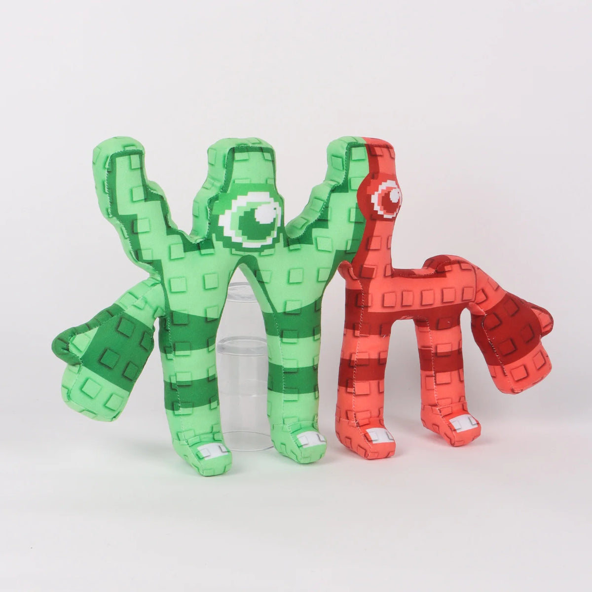 ピクセル ブロック モンスター ぬいぐるみ 緑と赤のセット