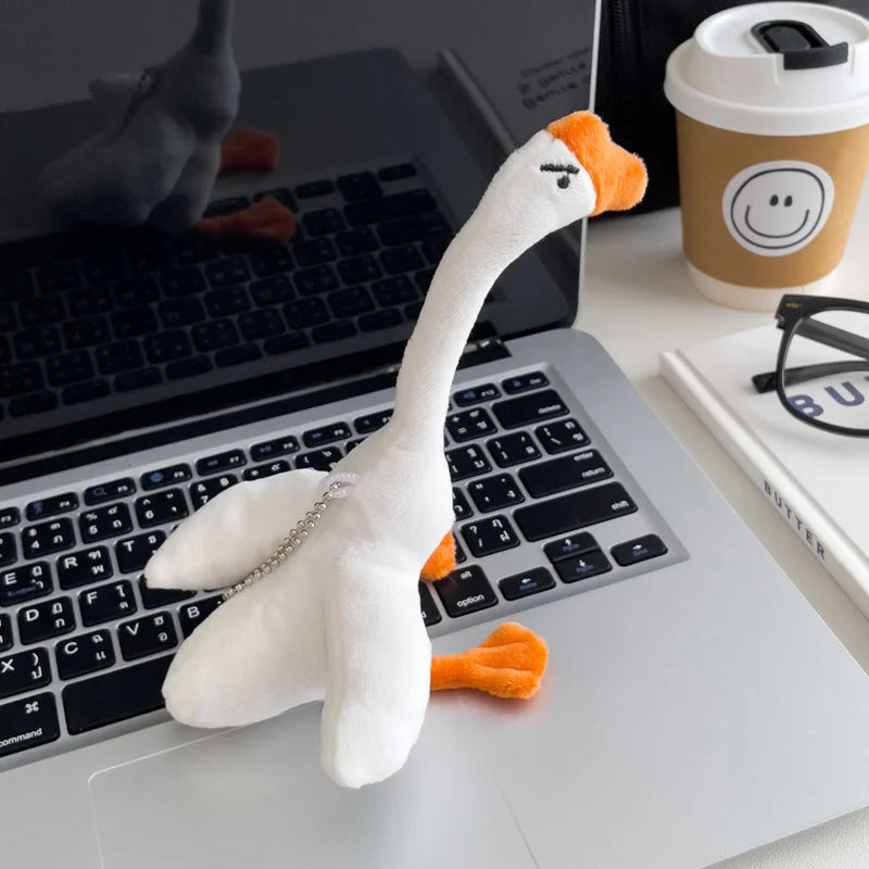 Kawaii Funny White Goose Duck Plush Keychain Backpack Charm Cute Soft Doll Stuffed Animal Toy Holiday Birthday Gift Idea