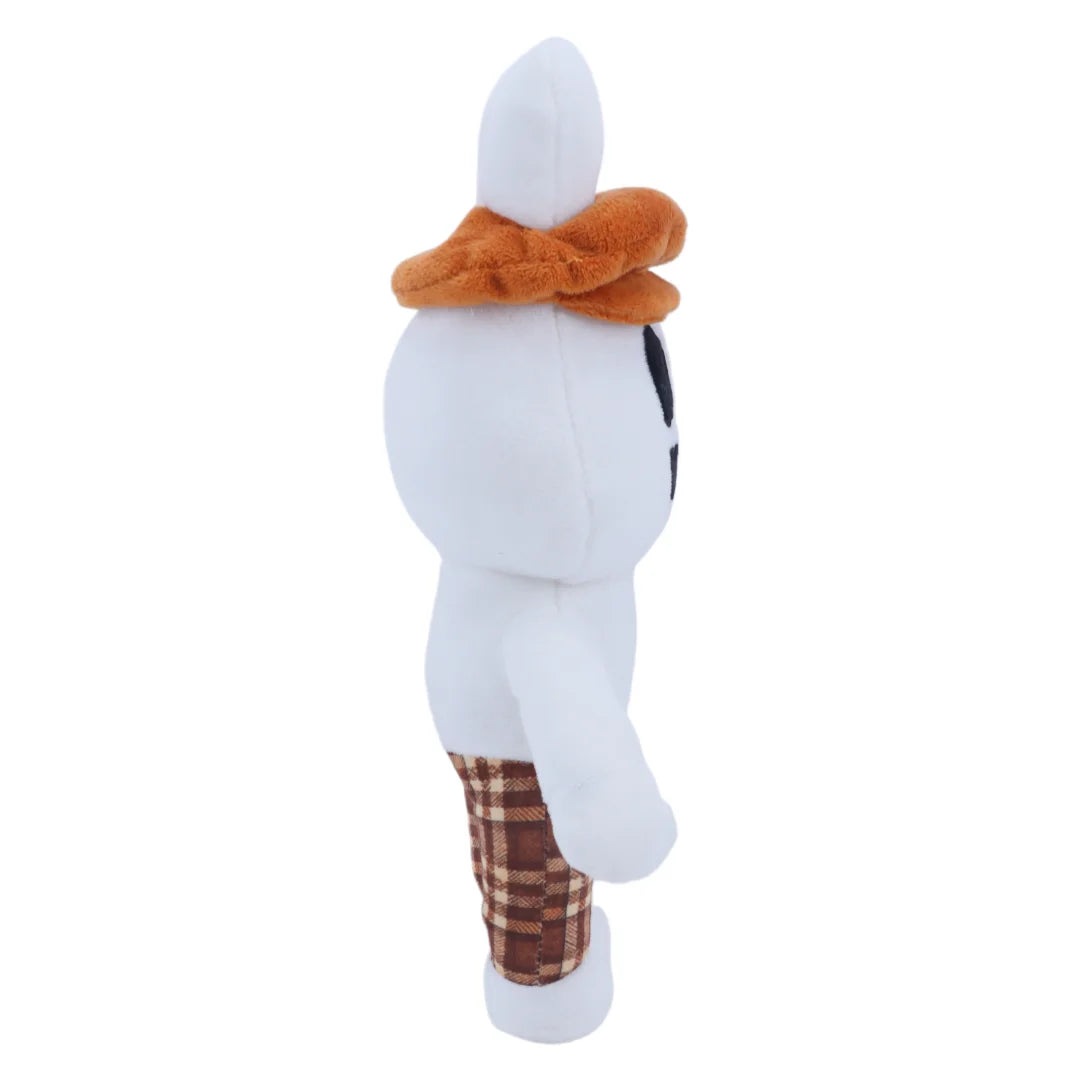 白いベレー帽と口ひげのウサギぬいぐるみ