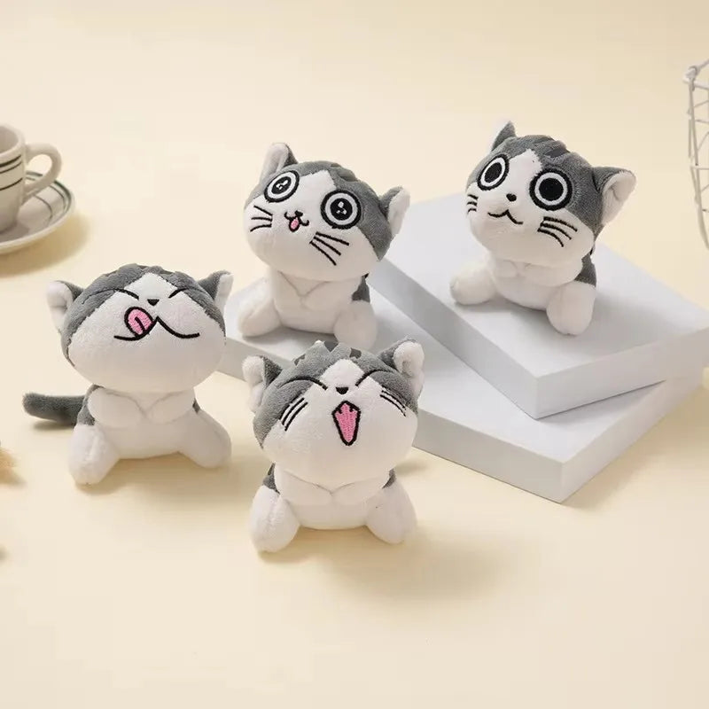 10cm Mini Cute Cat Plush Stuffed Kitten Key Chain Plush Toys Animal Stuffed Sitting Doll Key Ring Chain Pendant Toy Kids Gift