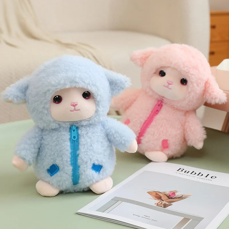 ふわふわ フード付き ジッパー ひつじ ぬいぐるみ