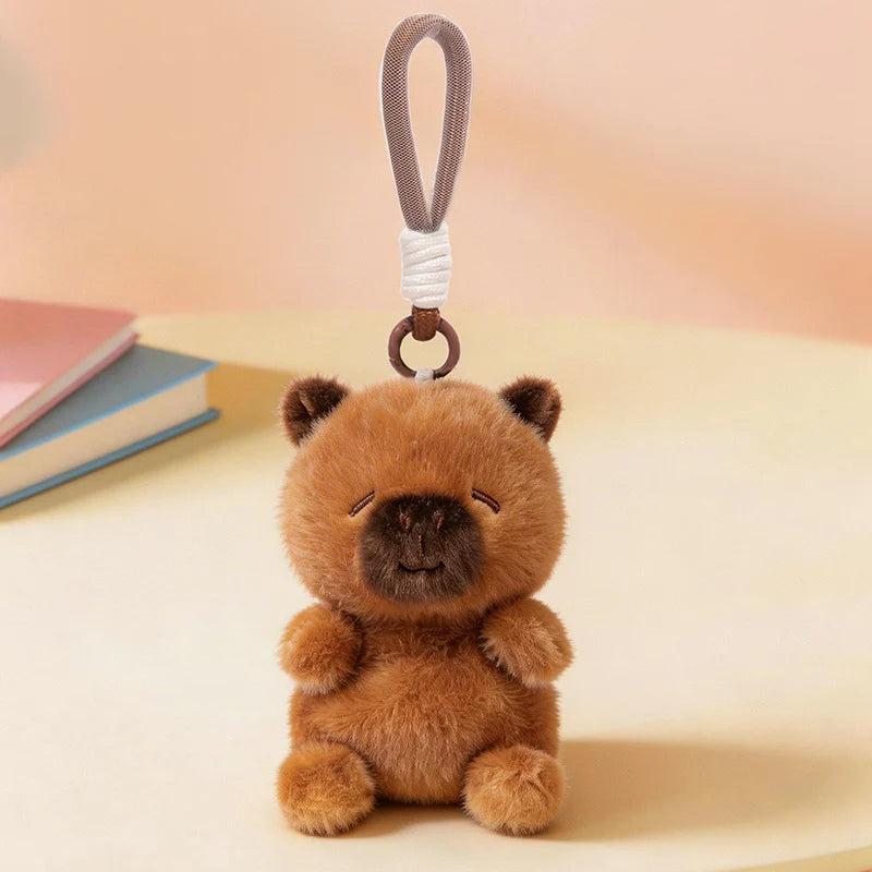 ふわふわの白い子犬ぬいぐるみキーホルダー
