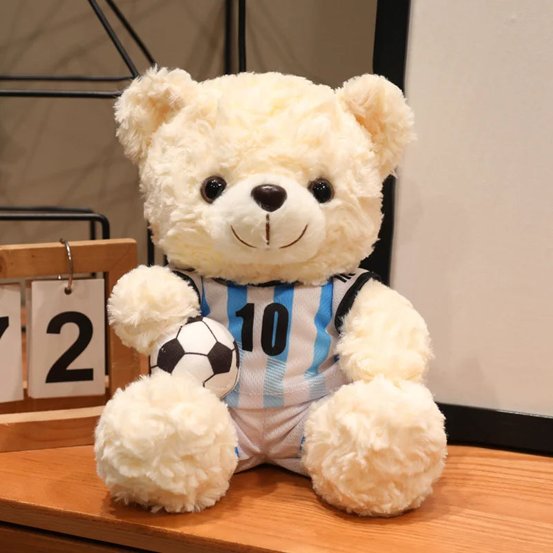クリーム色のサッカー ドイツ代表 ユニフォーム テディベア ボール付き