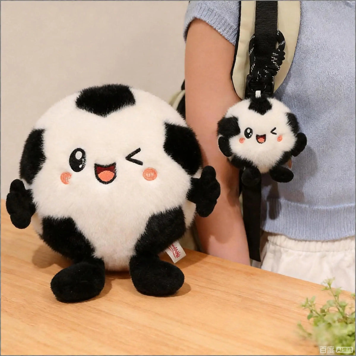 ウィンク顔 ふわふわ サッカーボール ぬいぐるみ