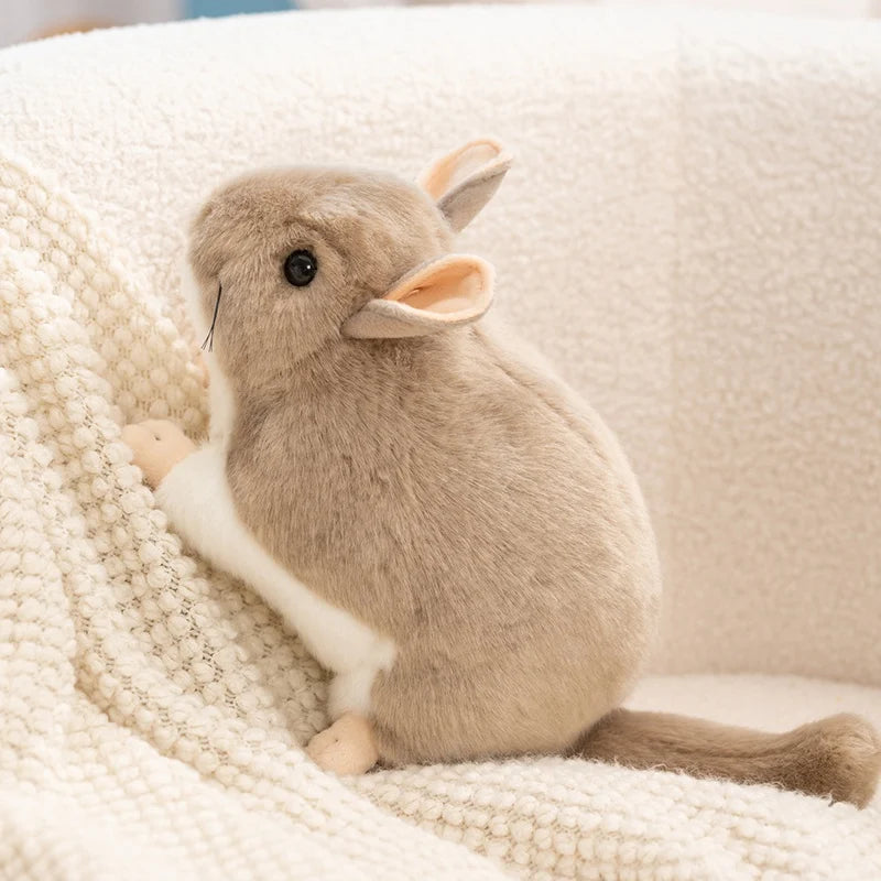 ベージュのチンチラ ぬいぐるみ スイカ柄クッション抱っこ