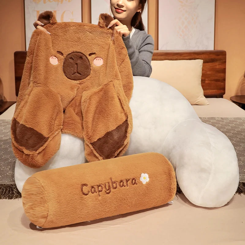 Lovely Capybara Plush Pillow Cartoon Soft Stuffed Cozy Capybara Lumbar Support Chair Seat Cushion Backrest Cushion Sofa Decor