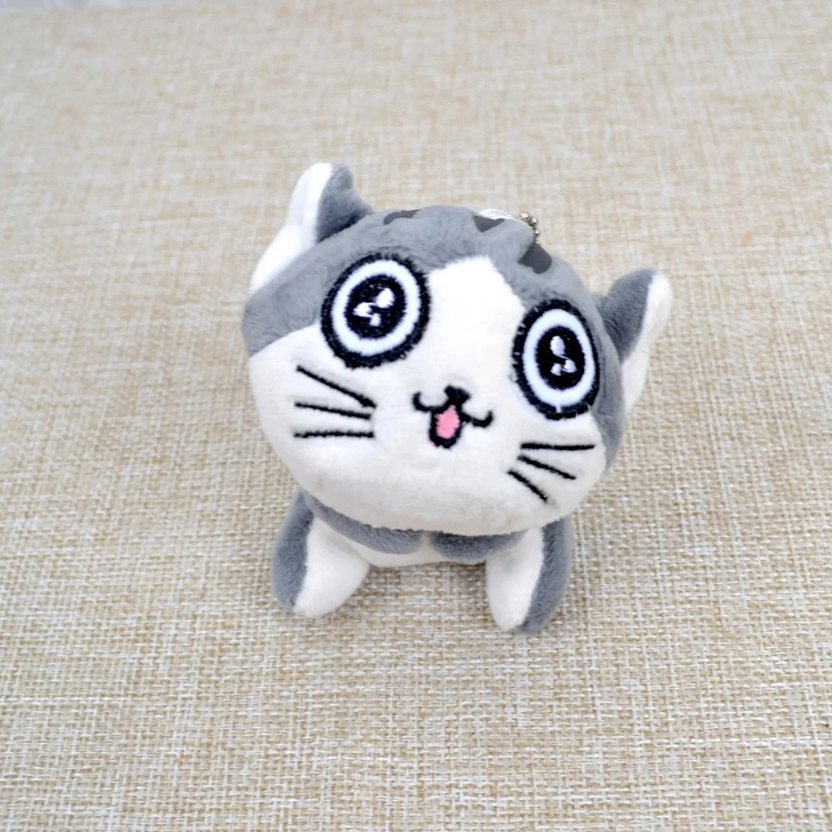 Kawaii Cat Plush Stuffed Kitten Key Chain Plush Toys Grey Sitting  Pendant Soft Doll Plushies Flower Cat Doll Gift Kids Birthday