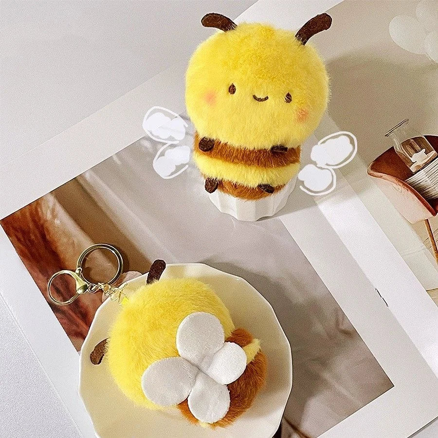 11cm Cartoon Adorable Honey Bee Plush Toys Soft Cute Spring Bees Stuffed Pendants Perfect Birthday Gifts for Kids Girls and Boys