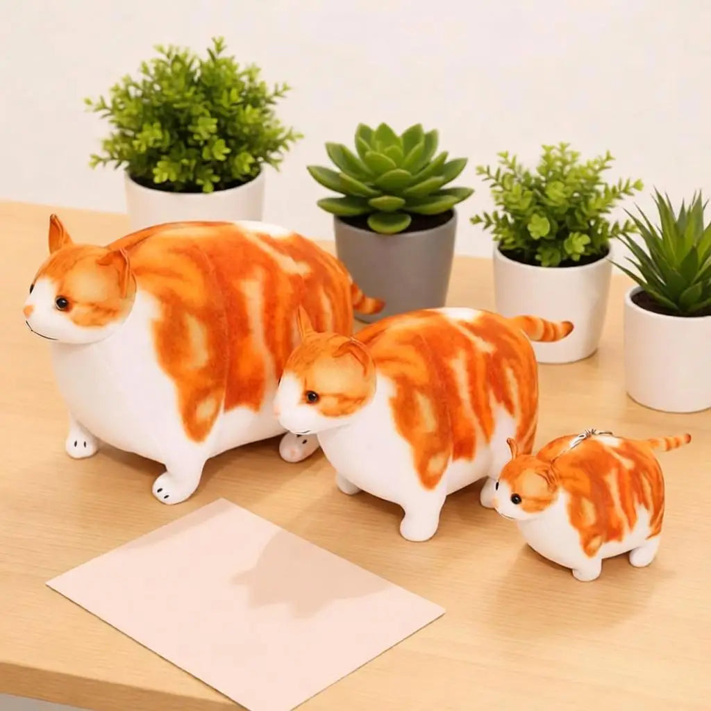 もっちり茶トラ猫 ぬいぐるみ 大小セット キーホルダー付き