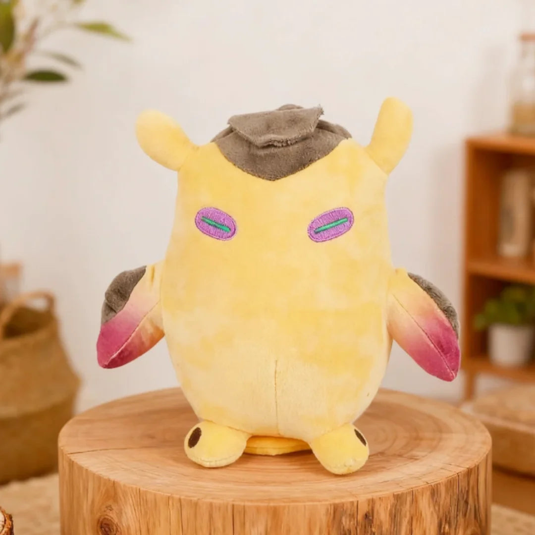 フワフワ 黄色い 体の 個性的 キャラクター ぬいぐるみ