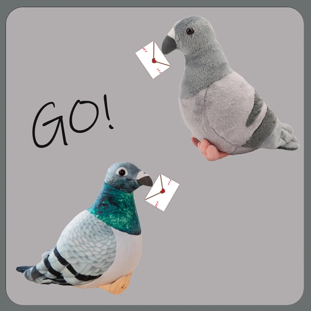 Realistic Pigeon Plush Toys High Quality Soft Lifelike Grey Hill White Pigeons Birds with Eyes Feather Home Decor Birthday Gifts