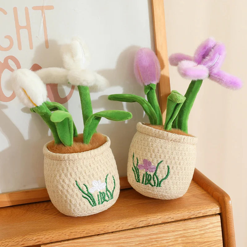 ぬいぐるみ ふわふわ パステル チューリップ 鉢植え ニット刺繍