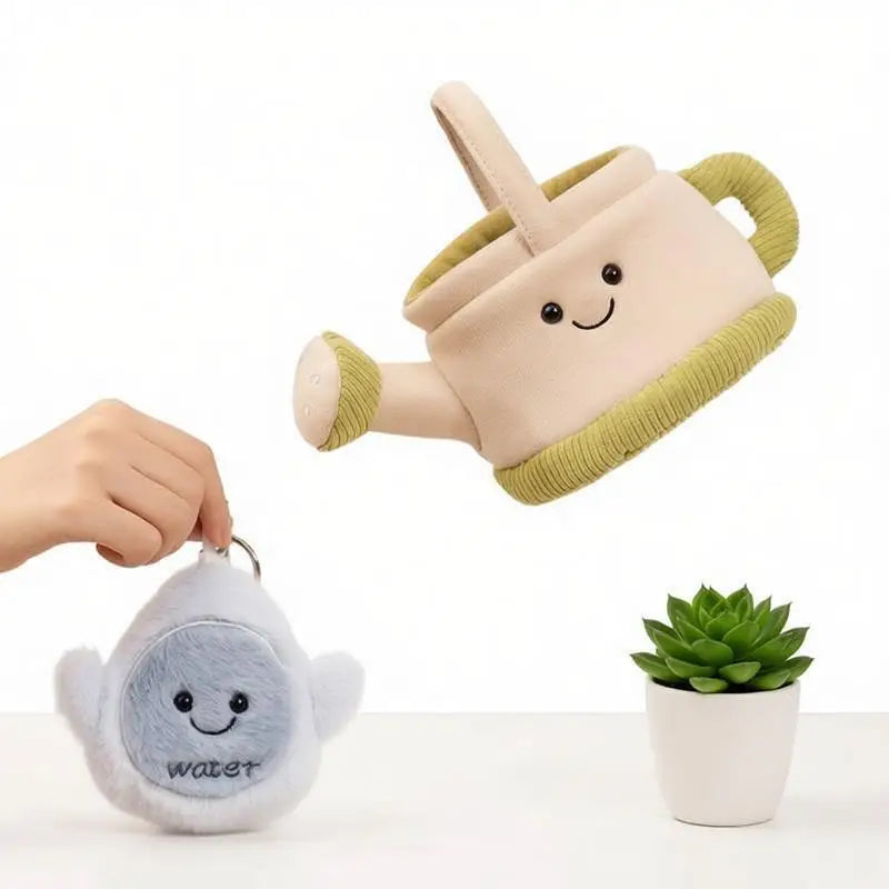 コーデュロイの笑顔ガーデニングぬいぐるみ 植物バッグとじょうろ
