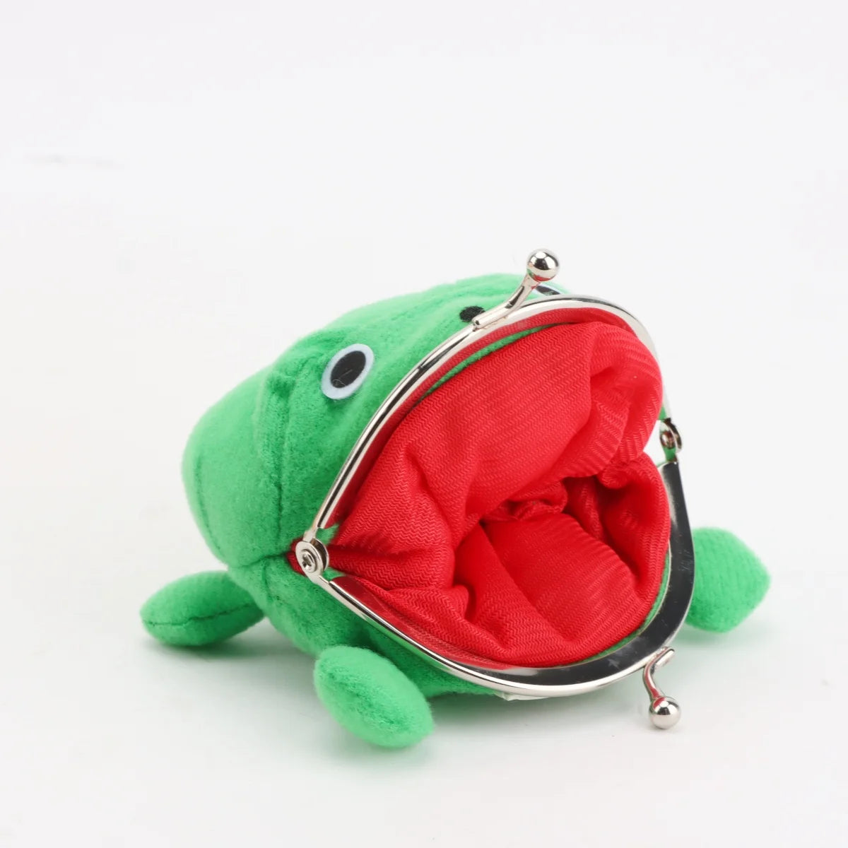 口が大きく開く 緑 カエル ぬいぐるみ がま口